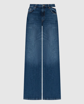 Twin Set Actitude Синие джинсы с эффектом потертости с фигурным вырезом 241AP2411