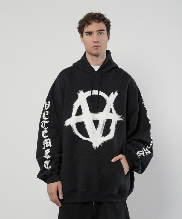 Vetements Черные худи с принтом Anarchy UE64HD700BW изображение 3