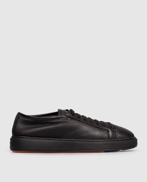 Santoni Чорні шкіряні кросівки на хутрі MBCD21533NEAPECE