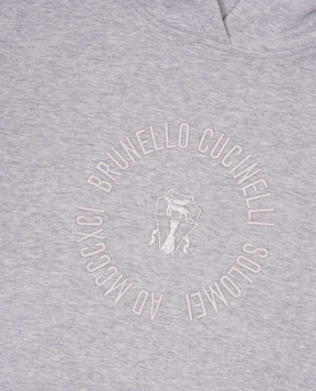 Brunello Cucinelli Детское серое худи с вышивкой логотипа эмблемы. BN05NE870B