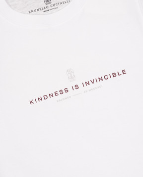 Brunello Cucinelli Дитяча біла футболка з принтом Kindness is Invincible B0B13T159B