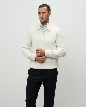 Brunello Cucinelli Белый свитер в рубчик из кашемира M2229525