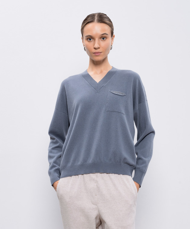 Peserico Серый пуловер из шерсти, шелка и кашемира S99603F12B9018 изображение 3