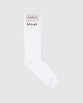 Palm Angels Білі шкарпетки з вишивкою логотипа PWRA007S24FAB004