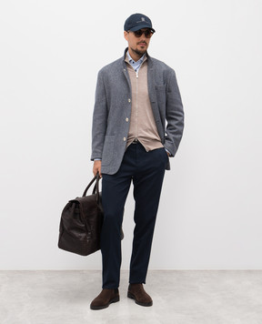 Brunello Cucinelli Коричневый меланжевый кардиган из шерсти M2400106