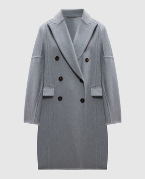 Brunello Cucinelli Блакитне двобортне пальто MD5039677