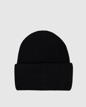 Moncler Чорна шапка з вовни з нашивкою логотипа K20933B00032M1241