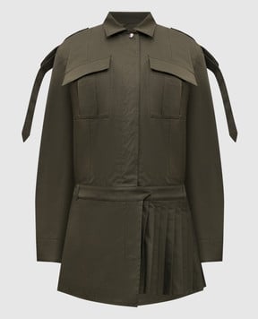 Off-White Сукня-сорочка з плісуванням кольору хакі OWDG00AS25FAB002