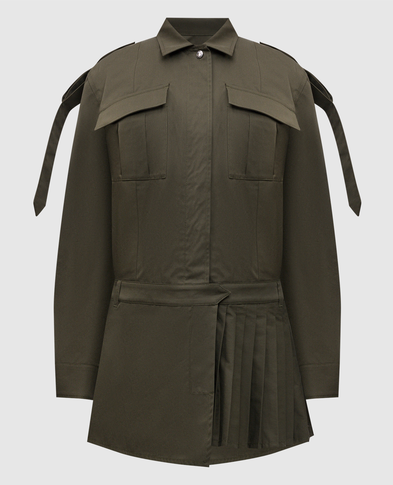 

Платье-рубашка с плиссированием цвета хаки, Повседневные платья