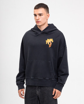 Palm Angels Серые худи с принтом монограммы BURNING PALM PMBB058F24FLE005