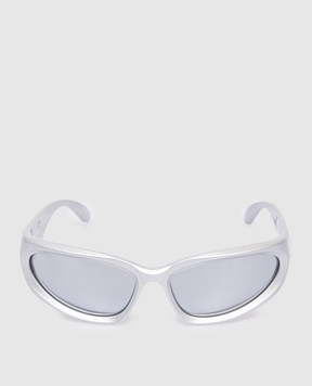 Balenciaga Серебристые очки SWIFT OVAL с зеркальным эффектом 658745T0007