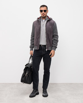 Brunello Cucinelli Сірий меланжевий джемпер з вовни і кашеміру M2400124