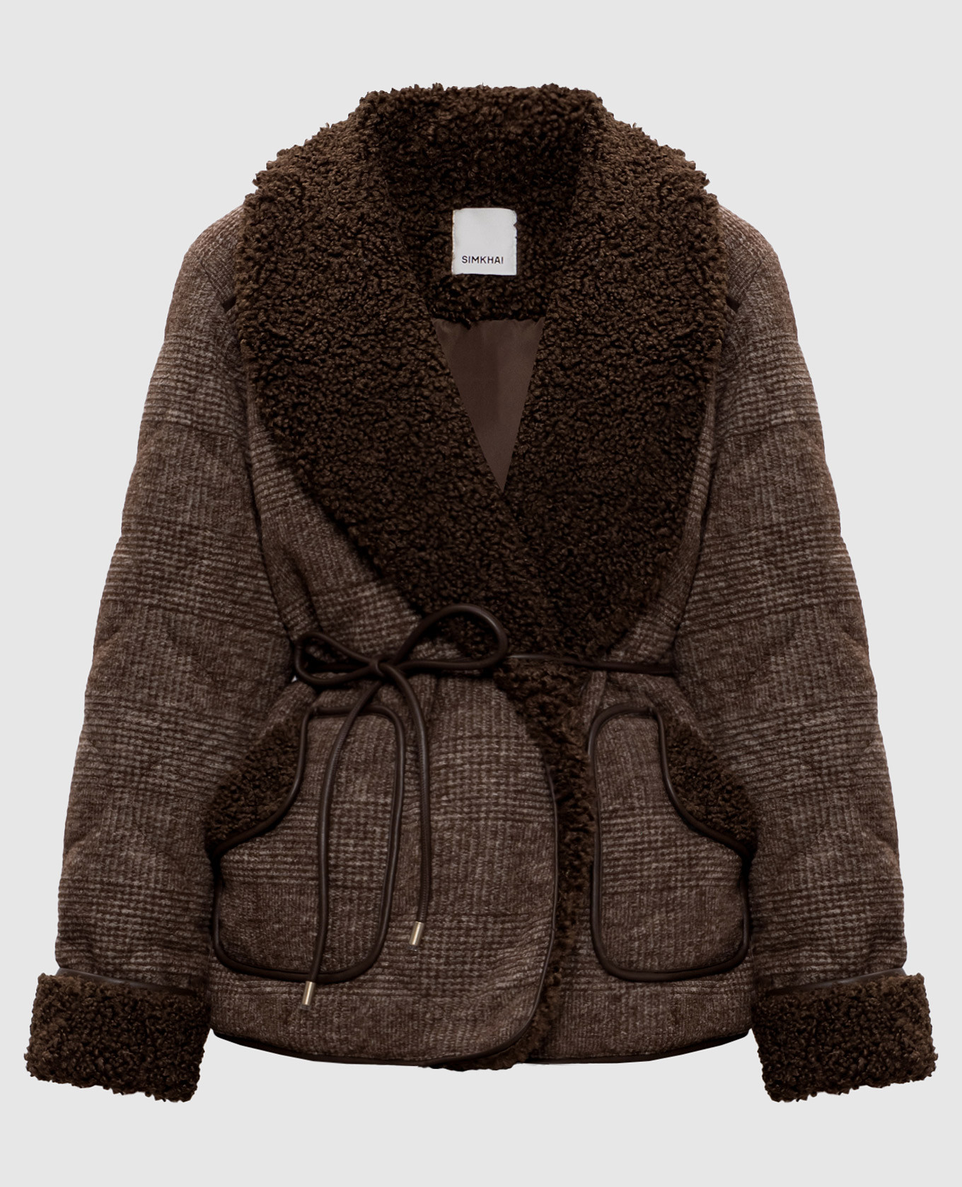 

Коричневая куртка Rorie на запах в клетку, Коричневый, Куртки