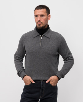 Brunello Cucinelli Сірий светр з кашеміру в рубчик M2229525