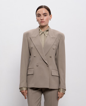 Jacob Lee Двобортний жакет кольру хакі з вовни WWB2057AW25FITTP