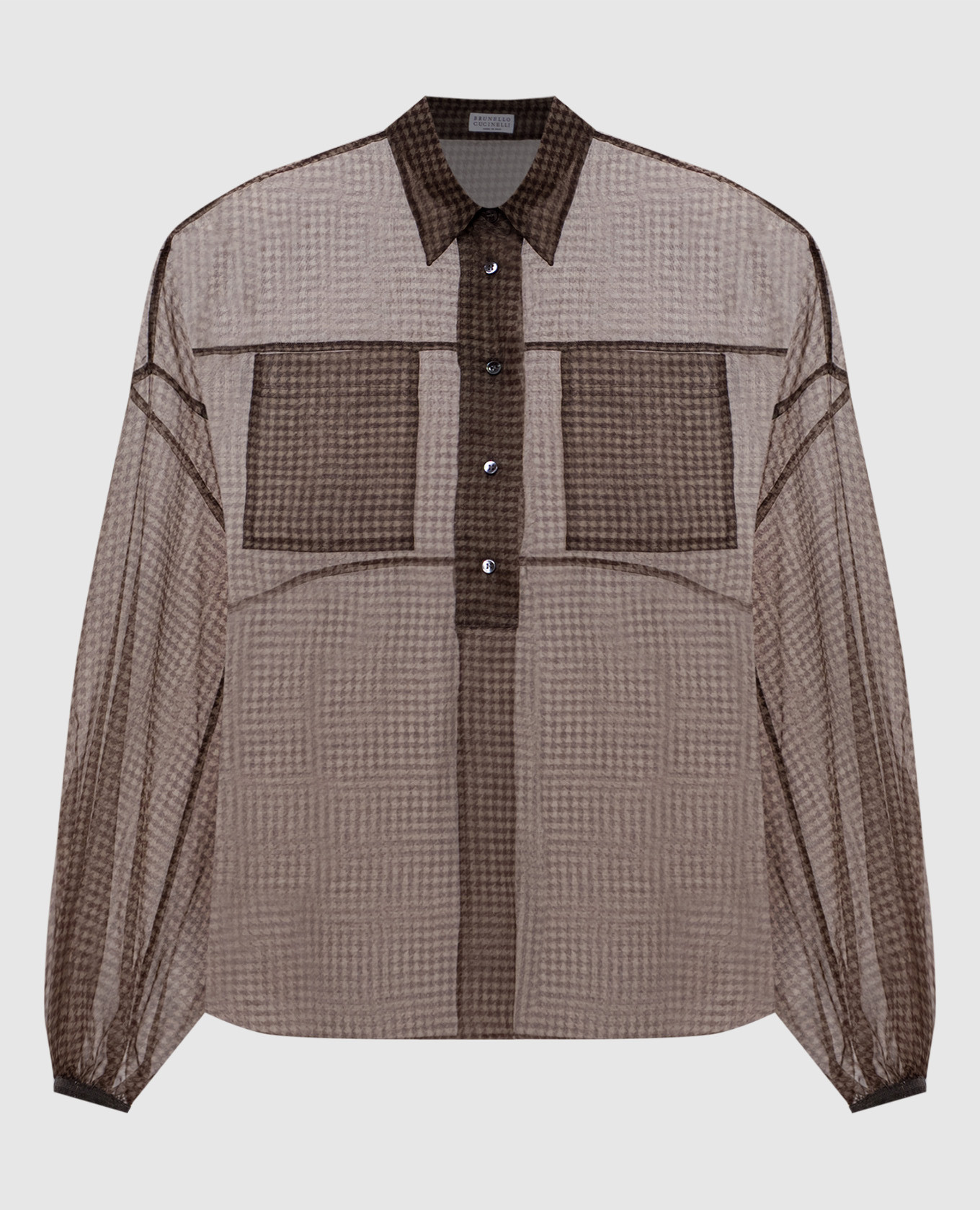 

Коричневые блузки из шелка в узор, Коричневый, Блузы