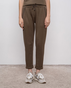 Brunello Cucinelli Коричневые спортивные брюки с цепочкой мониль MD828SB899