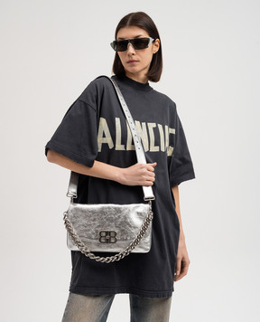 Balenciaga Срібляста шкіряна сумка-месенджер BB Soft 7485962AA1Q