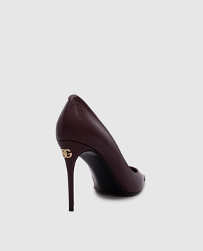 Dolce&Gabbana Бордові шкіряні глянцеві туфлі з логотипом CD1882A1037