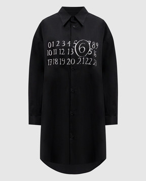 Maison Margiela MM6 Чорна сукня-сорочка з контрастним принтом логотипа S52CT0788M35043