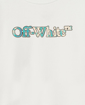 Off-White Детский белый свитшот с голографическим логотипом OGBA001S25FLE001