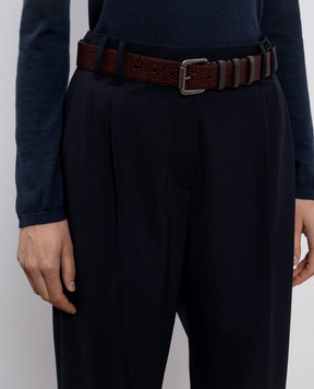 Brunello Cucinelli Бордовий шкіряний ремінь з ланцюжком моніль M0JUMC33UP