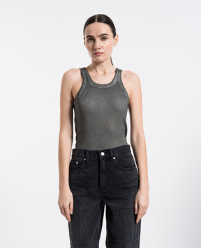 Helmut Lang Сірий топ з вишивкою монограми логотипа O10HW506