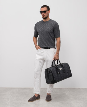 Dolce&Gabbana Сіра футболка із шовку у візерунок монограми логотипа GXX03TJBSM4