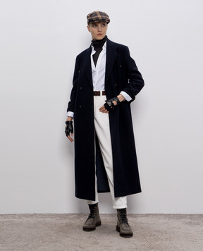 Brunello Cucinelli Синє пальто з вовни MD5919894P