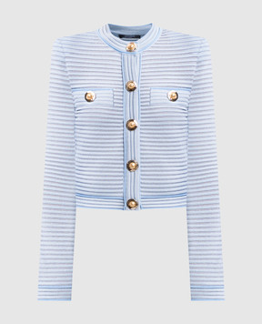 Balmain Блакитний кардиган у фактурну смужку FF1KL240KI83