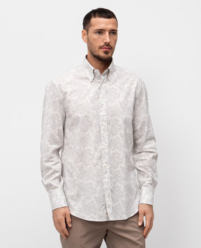 Brunello Cucinelli Бежева сорочка в принт MM6921716