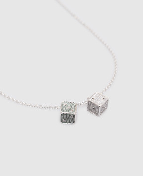 Darkai Серебристая цепочка Dice с кристаллами DICI0054