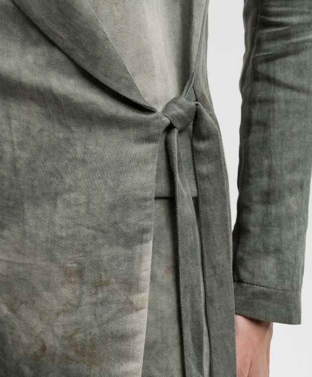 UMA WANG Зеленый жакет на запах Klhoe со льном UW6031 изображение 5