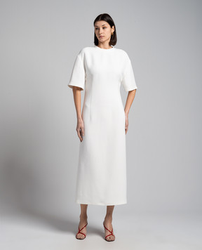 Valentino Біла сукня футляр міді Structured Couture 4B0VA8Q68HF