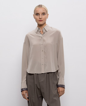 Brunello Cucinelli Бежева блуза із шовку MB993NN926