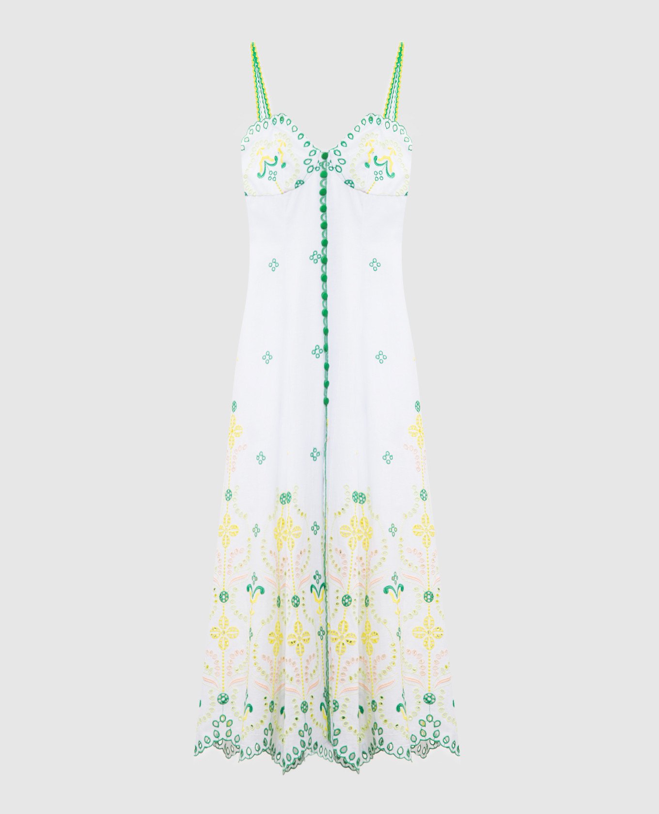 Mutti white linen dress with broderie embroidery