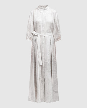 Gabriela Hearst Сіра сукня-сорочка Andry із шовку в принт 2244592P103