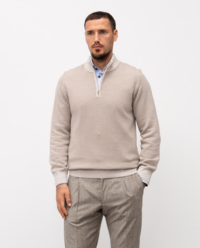 Cashmere&Whiskey Бежевий светр з вовни і кашеміру у візерунок PL507