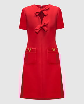 Valentino Красное платье мини из шерсти и шелка 6B3VAEV11CF