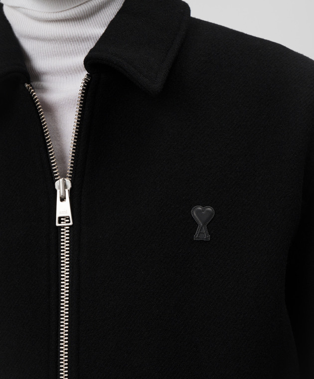 Ami Paris Черная куртка из шерсти с нашивкой логотипа HJK033WV0049 изображение 5