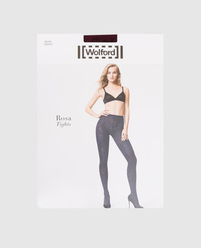 Wolford Бордовые колготки Rosa в цветочный узор. 14702