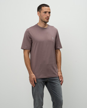 Brunello Cucinelli Фиолетовая футболка с принтом логотип логотип M0B138440