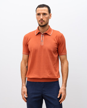 Bertolo Cashmere Оранжевое поло с шелком с контрастным окантованием 902421002470