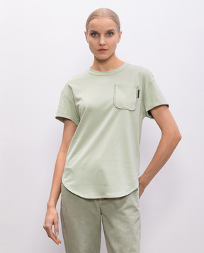 Brunello Cucinelli Зелена футболка з ланцюжком моніль M0T81EH900