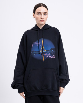Vetements Чорне худі з брендовим принтом UH76HD410Bw