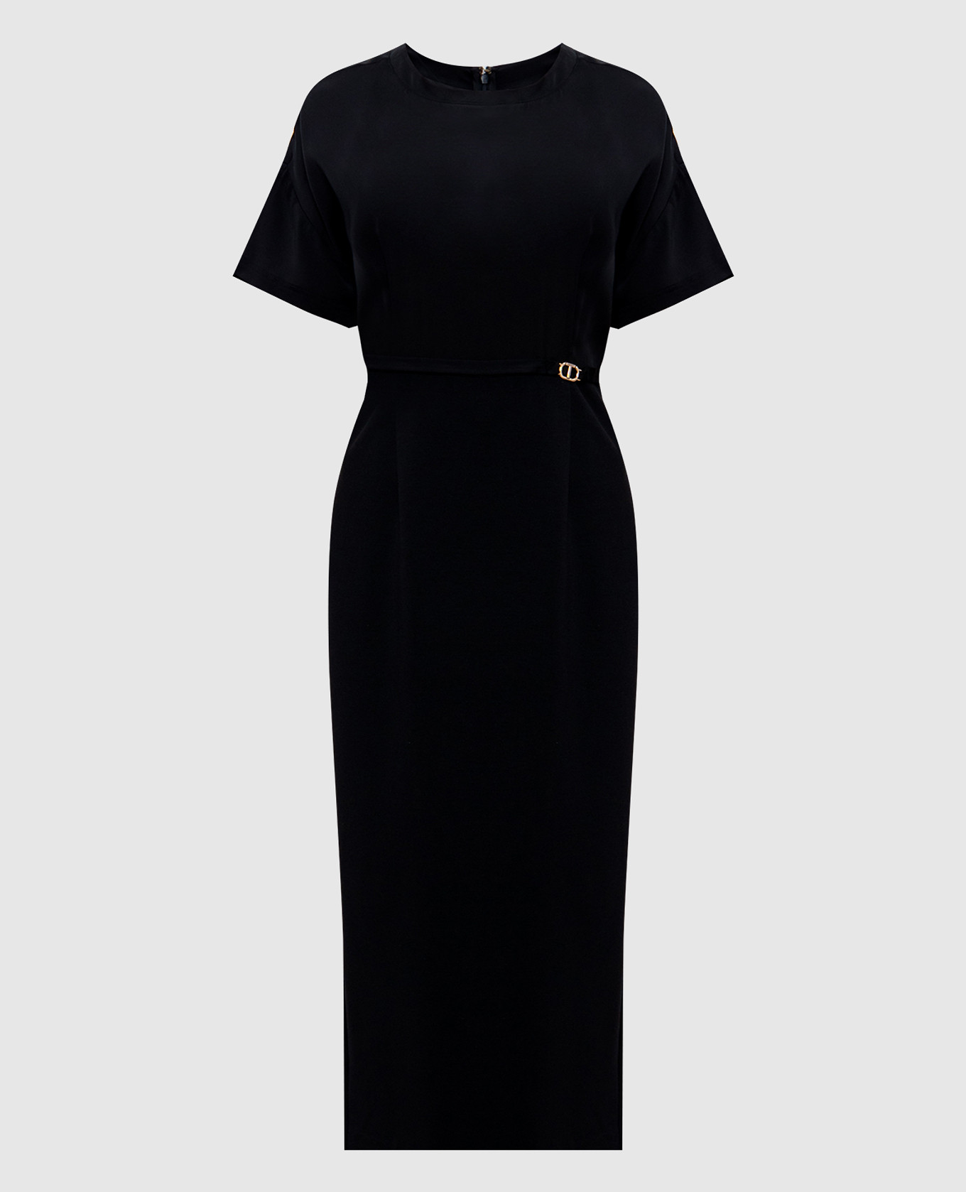 

Черное платье миди с логотипом, Черный, Повседневные платья