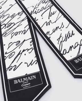 Balmain Біла стрічка твілі із шовку в принт Love Letter EF1XF090SE90