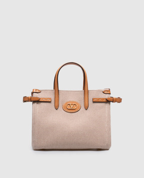 Valentino Бежевая сумка-тоут с металлической эмблемой VLogo Signature 6W2B0R20EZT