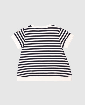 Moncler ENFANT Дитяча синя футболка в смужку з емблемою логотипа K19548C0002089AGB810