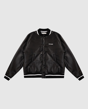 Palm Angels Дитячий чорний бомбер з логотипом PBEK001F25FAB001612